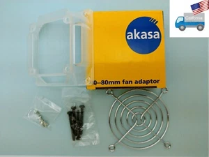 Genuine Akasa Opaque 60mm-80mm PC Cooling Fan Adapter Bracket, Fan Guard, Screws - Afbeelding 1 van 4