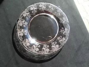 Central Glass Works Pink Scotts Morning Glory Etch 5 Salatteller 7 1/2" Sehr guter Zustand - Bild 1 von 11