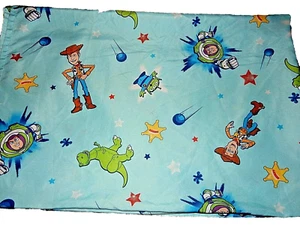 4G !WOW! Disney TOY STORY Woody Buzz Rex Toddler Bed Flat Sheet {Fabric} - Picture 1 of 5