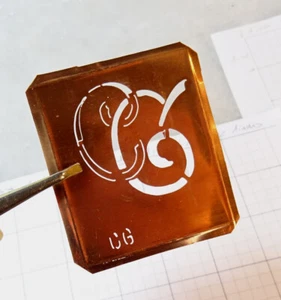 CG G C GC Monogramm Initialen Buchstaben Antik Schablone Kupfer Metall Platte Vintage Geschenk - Bild 1 von 11