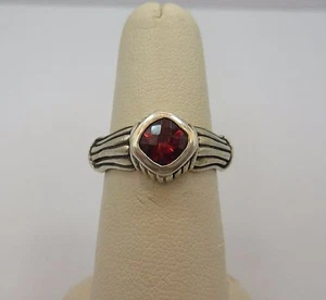 Sterling silver engagement RING princess RED garnet Wedding band 925 size 7 BASK - Picture 1 of 7