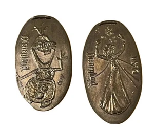 Disney Frozen Olaf Elsa Lot Elongated Penny Downtown Retired Two Pressed Coins - Picture 1 of 21