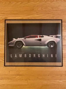 White Lamborghini Countach Side Profile Framed 20" x 16" photo print Exotic Car - Picture 1 of 15
