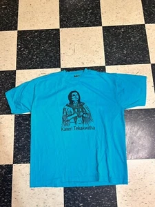 Vintage 90s Saint Kateri Tekakwirha T Shirt Mens XL Single Stitch FOTL Best - Picture 1 of 7