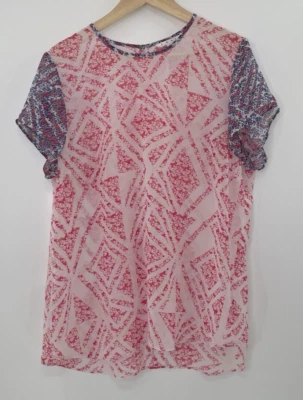 Blusa Top Transparente Floral Geométrica Coqueta CAbi Para Mujer Talla XL Preppy Carrera Foto 1 de 4