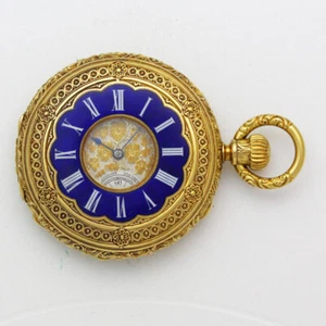 Julius Assmann 18K Gold & Enamel Demi Hunter Collectible Pocket Watch 1880's - Picture 1 of 11
