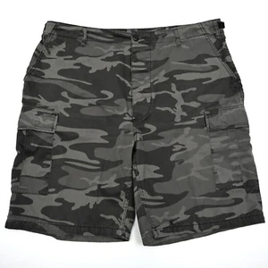 Rothco Cargo Shorts Men's BDU Gray Woodland Camo Army Adjustable Waist EUC - Picture 1 of 11