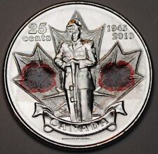 Canada 2010 Poppy 25 cents Nice UNC from roll - BU Canadian Quarter 