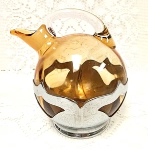 VTG Farber Bros KROME KRAFT Cambridge Amber Glass TILTED PITCHER Carafe DECANTER - Picture 1 of 10