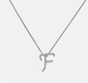 Colleen Lopez Sterling Silver 16" Clear Diamond INITIAL Necklace F nwt - Picture 1 of 12