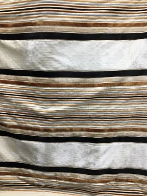 IVORY BROWN STRIPED CHENILLE UPHOLSTERY FABRIC (54 in.) Sold By The Yard - Image 1 of 4