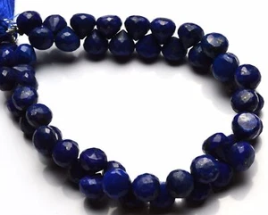 NATURAL GEM LAPIS LAZULI FACETED ONION SHAPE BRIOLETTES 8 TO 9MM 185CTS. 8" - Picture 1 of 4