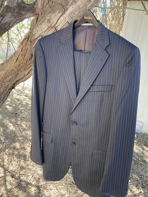 Burberry London M 40L Blazer Black Pinstripe Wool Two Button Suit 34x34 Pants291 - Image 1 of 4