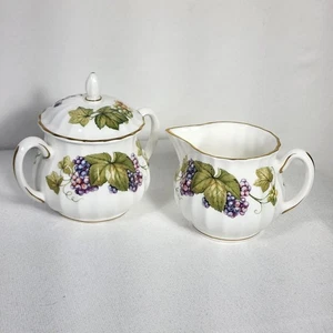 Royal Worcester Vine Harvest Zucker Milchkännchen Set mit Deckel Bone China  - Bild 1 von 24