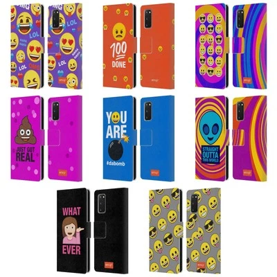 OFFICIAL emoji® FLAT LEATHER BOOK CASE FOR SAMSUNG PHONES 1 - Image 1 of 4