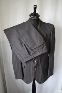 Vtg W&W tailoring brown boating stripe mod 2 piece suit 38" W 32" L 31" revival - Picture 1 of 16
