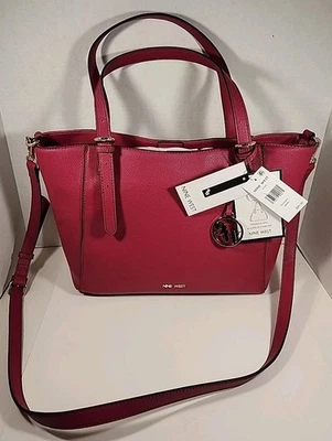 9 Nine West Kylee BERRY Large Shoulder Tote Bag Purse & Bonus Dangle NEW w/Tag - Image 1 of 4