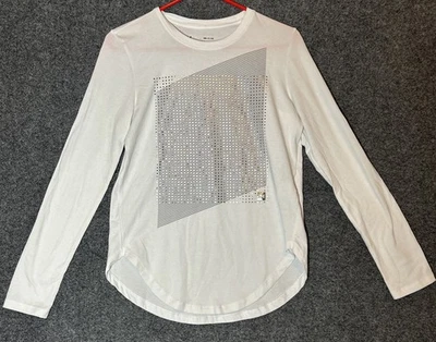 Camiseta Under Armour Heat Gear para mujer UA Breathe manga larga blanca/plateada PEQUEÑA Foto 1 de 4