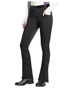  Women's Full Seat Horse Riding Pants Bootcut Riding Tights with X-Large Black - Picture 1 of 7