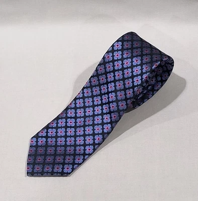 Ted Baker London Tie Geometric Floral Purple Pink Luxury Silk Necktie 59" - Image 1 of 4