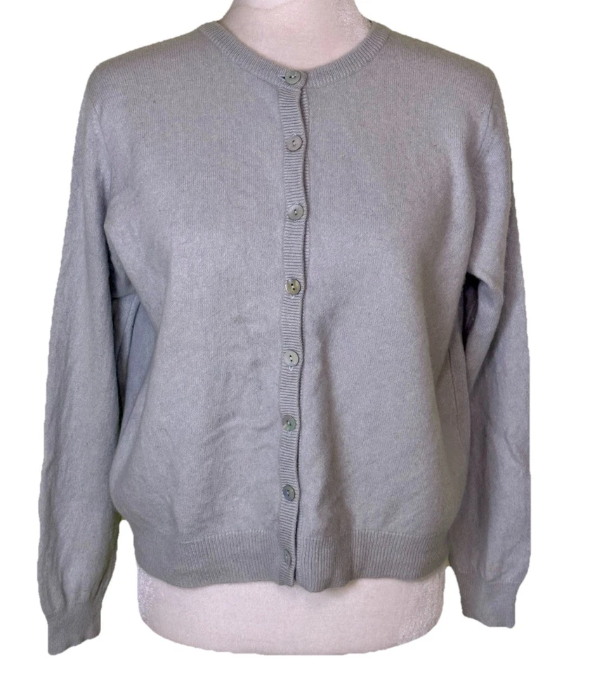 Cárdigan para mujer azul claro 100 % cachemir minimalista tranquilo lujo suave talla mediana Foto 1 de 4