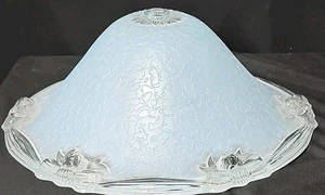 Ancien abat-jour plafonnier arcs en verre dépoli bleu vintage art déco LR - Photo 1/4