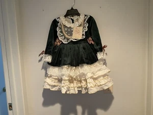 Vintage Style GREEN Holiday/Party Dress Ruffles And Lace -New With Tags Sz 3/4 - Picture 1 of 5