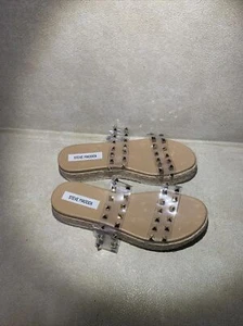 Steve Madden Womens Studded Clear Straps Sandals Espadrille Platform Size 11 M - Picture 1 of 5