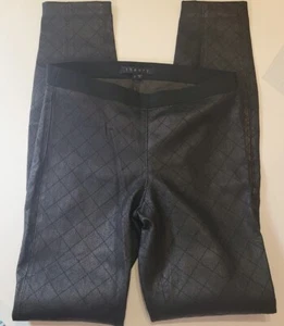 Theory Black Lambskin Leather Leggings Mariota_maximus Size 0 EUC Diamond Stitc - Picture 1 of 7