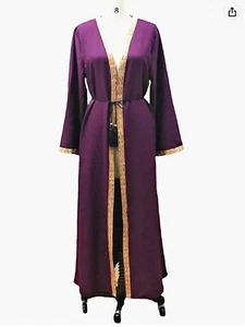 Muslim Dress Long Sleeves Islamic Hijab Dress V Neck - Picture 1 of 4