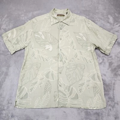 Cubavera 衬衫男式大号绿色花卉粘纤休闲短袖纽扣露营 — 第 1/4 张图片