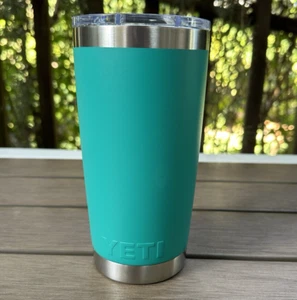 YETI Rambler 20 oz Tumbler Aquifer Blue + MagSlider Lid Used Cup Limited Color - Picture 1 of 11