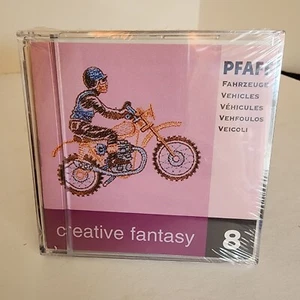 Tarjeta Bordada Pfaff Creative Fantasy #8 Motociclista 7570 7560 Sellada NUEVA - Imagen 1 de 2