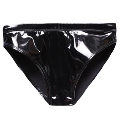 PVC Leather Womens High Waisted Booty Shorts Brief Latex Liquid Nightclub Panty - Image 1 of 4