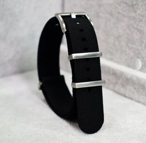 WJB geripptes Nylon Militärstil Uhrenarmband große gebürstete Schnalle - 20 und 22 mm - Bild 1 von 7