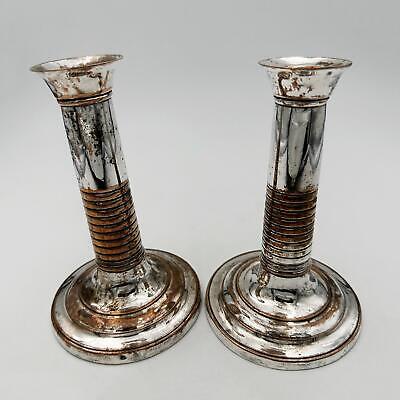 PAIR CANDLESTICKS OLD SHEFFIELD PLATE GEORGE III C1800 5 ½ Inches • 95£