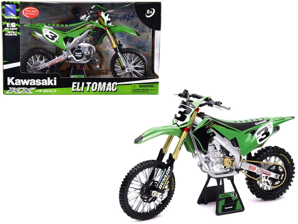 Motocicleta Kawasaki KX 450F #3 Eli Tomac verde y negro "Kawasaki Rac" Foto 1 de 1
