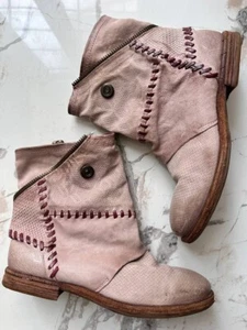 A.S.98 Airstep Ankle Designer Women's Pink Leather Biker Boots Size 39 - Picture 1 of 18