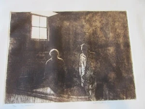 Original Etching Herbert Fink The Conversation Signed Numbered Yale RISD ME RI - Picture 1 of 5