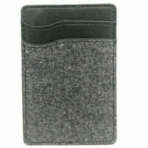 Stick On Wallet Cell Phone Gray Adhesive Card Case holder Faux Leather Bespoke - Foto 1 di 8