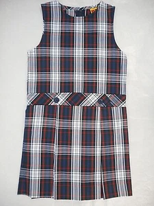 Girls R/K Multi-Color Plaid Uniform Jumper Dress Reg. & 1/2 Sizes 6X - 12 1/2 - Picture 1 of 6