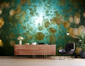 3D Jellyfish Sea S209 Wallpaper Mural Self-adhesive Removable Sticker Kids Pa - Picture 1 of 11