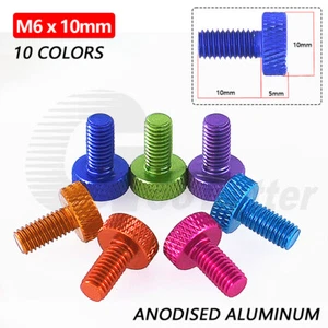 M6 x 10mm Flat Knurled Thumb Screw Hand Grip Bolt Aluminum Anodised 7 Colors D10 - Picture 1 of 17