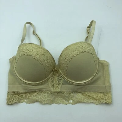 Daisy Fuentes ~ Sujetador para mujer push up floral encaje con aros amarillo ~ 34B Foto 1 de 4