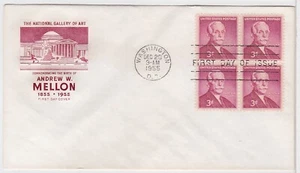 TurtlesTradingPost - Andrew Mellon #1072- 1955 FDC House of Farnam Block of 4 - Picture 1 of 1