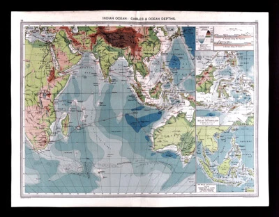 1907 Phillips Map Indian Ocean Australia India Africa Arabia Madagascar Malaysia - Image 1 of 4