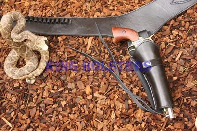 VENDEDOR DE EE. UU. 44/45 Cal Funda Pistola Cinturón Drop Lazo 100% CUERO Western RIG SASS Foto 1 de 4