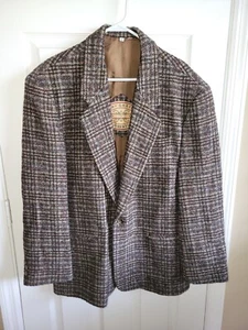 Blazer vintage Henry Grethel autentico tweed lana 1 bottone taglia grande - Foto 1 di 7