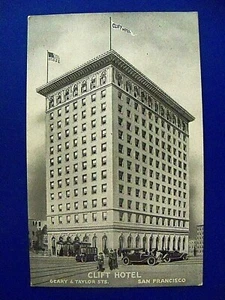 San Francisco Vintage Postkarte des Clift Hotel Geary & Taylor Straßen SEHR GUT - Bild 1 von 2