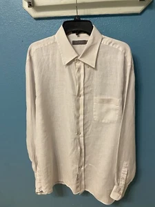 Pre Owned-Regular XL-Solid White-Men’s-Long Sleeve-Dress Shirt - Picture 1 of 9